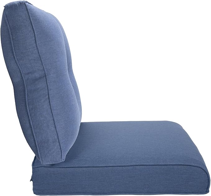 Pop 22x25/22x24 Outdoor Cushions for Patio Couch Chairs Set of 3 - High Back Outside Seat Cushions for Wicker Rattan Dining Rocker Glider Loveseat 3-Seater Sectional Sofa - Navy Blue/Button