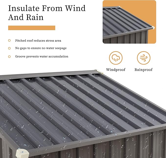Vongrasig 6x4 FT Outdoor Storage Shed, Metal Garden Shed Clearance with Window and Lockable Door, All-Weather Sloping Roof Tool Shed for Backyard, Patio, Grey