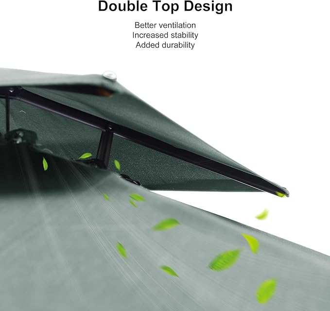 PURPLE LEAF 12 FT Cantilever Patio Umbrella Outdoor Umbrella with 330lbs Base Large Square Windproof Offset Umbrella for Pool Deck Garden, Mint Green