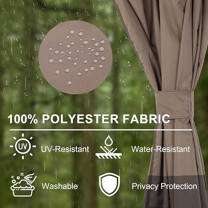 BPS 10' x 10' Gazebo Curtain Privacy 4-Panel Sidewall Outdoor Replacement Shade (Only Curtain)