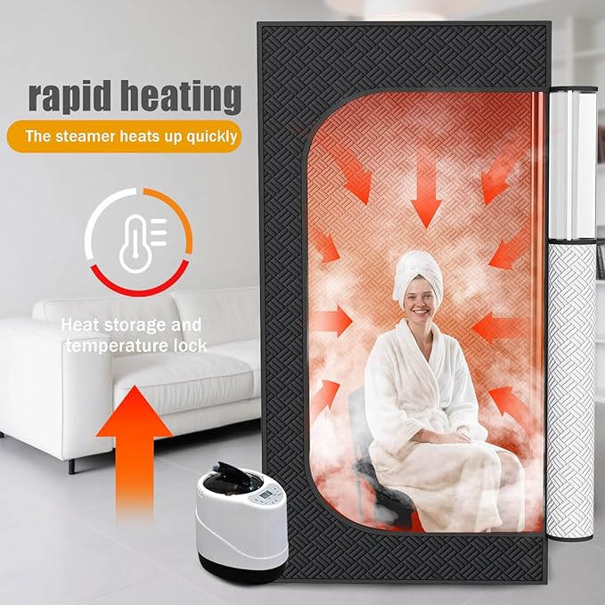 Nirvix Upgraded Portable Sauna for Home, Folding Chair, 3L High Capacity Steamer, Sauna Box for Relaxation, Detoxification, Personal Sauna Tent with Remote Control, for Indoor, Outdoor, Gym