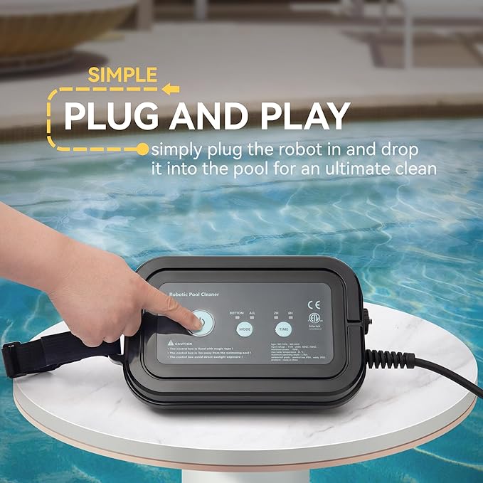 Fully Automatic Robot Swimming Pool Vacuum Cleaner, with Wall-Climbing Function, 360 Degree Kink Free Patented Technology, Swimming Pool Cleaning Robot, Large Filter Installed On The Top,56 Ft