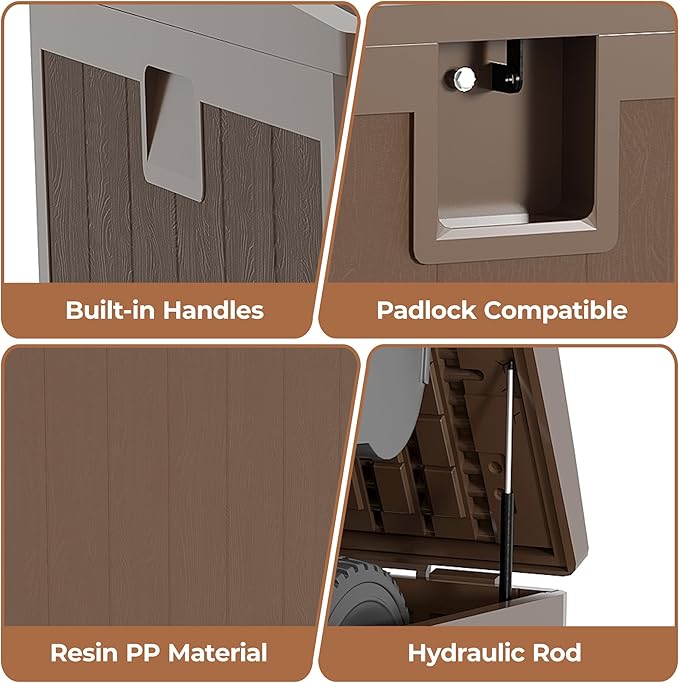 130 Gallon Outdoor Storage Box, Lockable Resin Deck Box Indoor and Outdoor Use, Waterproof Patio Deck Storage Box For Package Delivery, Furniture Cushions, Garden Tools, Pool Accessories