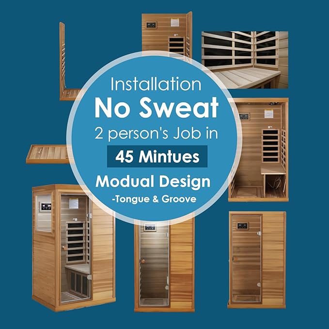 Saunas 909Mini Far Infrared Sauna, Indoor Dry Sauna (Red Cedar, 1 Person Mini Size Left Door)
