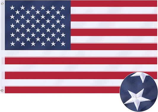 1x1.5 Ft American Flag - Outdoor Heavy Duty Durable 210D Oxford Polyester US Flag with Embroidered Stars & Brass Grommets