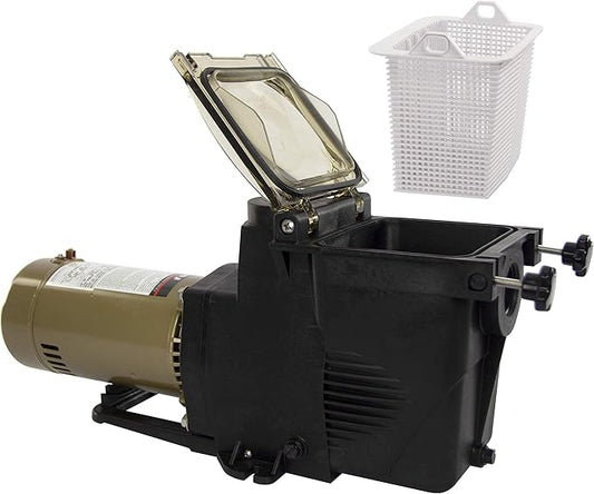 Rx Clear Ultimate Niagara 1.5 HP Pool Pump for Inground Swimming Pools | 48 or 56 Frame | 115/230 Volt | 8.5/4.3 Amps | Corrosion Proof | Large See-Through Strainer Cover