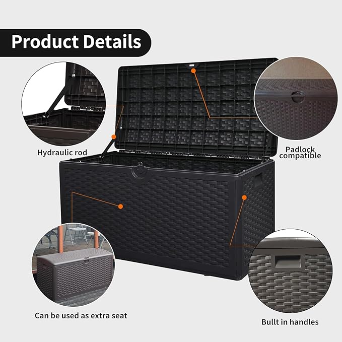 73 Gallon Deck Box-Massive Storage Outdoor Watherproof Storage Box for Outdoor Indoor Use,Lockable Storage Cabinet for Package Delivery,Patio Furniture,Pool and Garden Accessories,Dark Brown