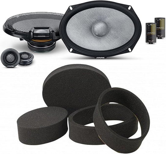 Alpine R2-S69C High-Resolution 2-Way Speaker Set / 6x9 with RKFR69 3-Piece Foam Ring Speaker Enhancement