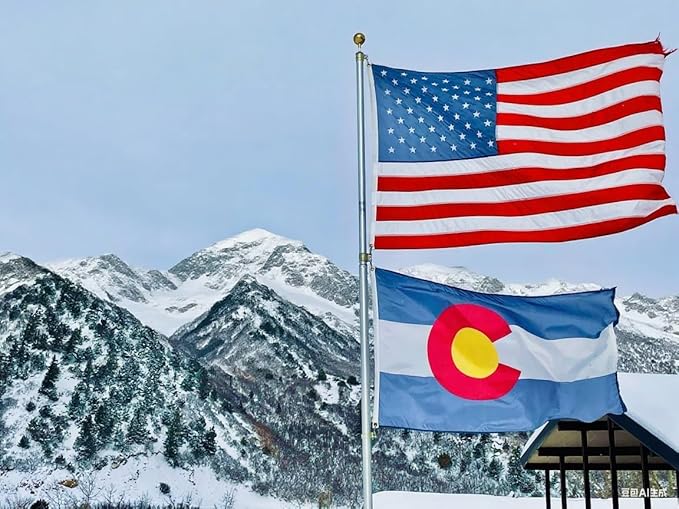 Colorado State Flag 5x8 Ft Deluxe Full Embroidered Premium Polyester Durable CO Outside Flag with Sewn Stripes and Brass Grommets for Indoor/Outdoor