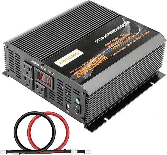 2500 watt Inverter Modified Wave car Power Inverter for car Vehicles Truck Camper Solar Panel 12v to 110v /120V Power Converter Adapter with Clamps 2500 watt