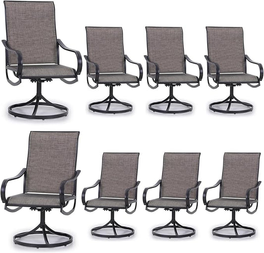 MFSTUDIO Outdoor Swivel Patio Chairs Set of 8, Patio Dining Chairs with Breathable Textilene Fabric & Metal Frame, Weather-Resistant Outdoor Furniture Chairs for Deck, Yard, Lawn, Garden
