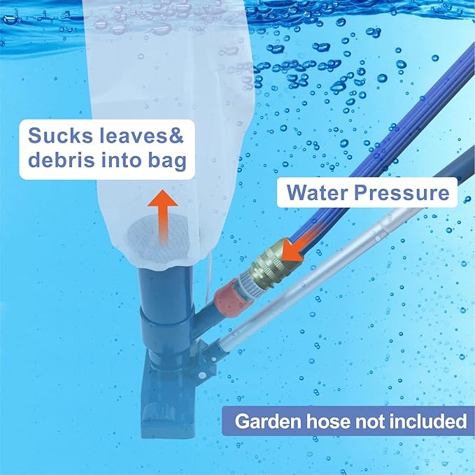 Upgraded Swimming Pool Spa Jet Vacuum Cleaner with Brush & 56" Pole,for Above Ground/Inflatable Pool,Hot Tub,Pond, Spa, Lake and Fountain