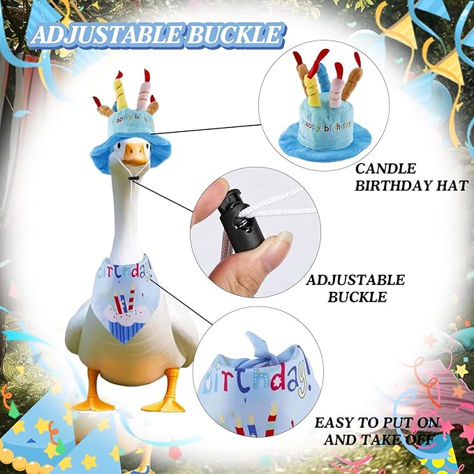 Porch Goose Outfits for 23" Plastic Porch Goose Birthday Outfit Goose Clothes for Cement Goose for Indoor Outdoor Garden Yard Lawn Patio Art Decor(Blue)