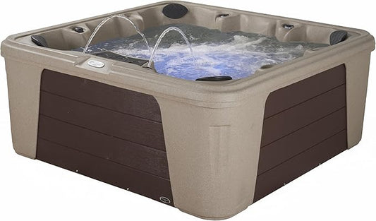 Palm Beach Outdoor Hot Tub, 6-7 Person 30-Jet, 82-Port Bench Spa with Ice Bucket by Aqualife by Strong Spas
