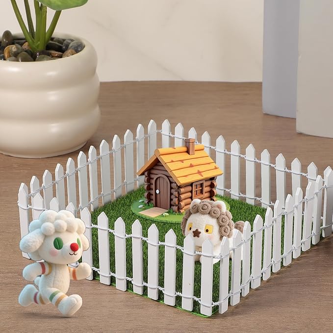 Bewudy 35 Inches Mini Fairy Garden Fence, Small Wood Decorative Picket Fence, White Picket Fence Miniature Ornaments for Dollhouse Plant Pot Fairy Garden Accessories Outdoor