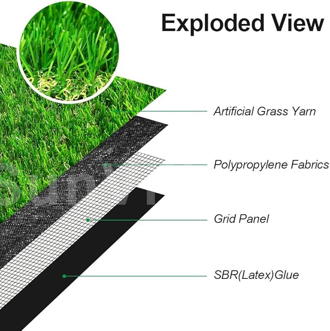 Artificial Grass Turf 6FTX81FT, 1.38" Pile Height Realistic Synthetic Grass, Indoor Outdoor Pet Faux Grass Astro Rug Carpet for Garden Backyard Patio Balcony