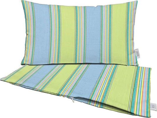 RSH DECOR: Sunbrella Pillow Covers Set of 2 | Covers Only - 20" x 12" | Outdoor Lumbar Pillow Covers Crafted with Sunbrella Performance Fabric | Bravada Limelite