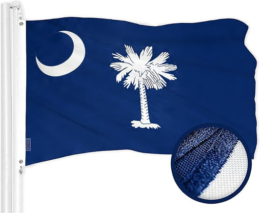 G128 South Carolina State Flag | 2x3 Ft | ToughWeave Series Embroidered 300D Polyester | Embroidered Design, Indoor/Outdoor, Brass Grommets