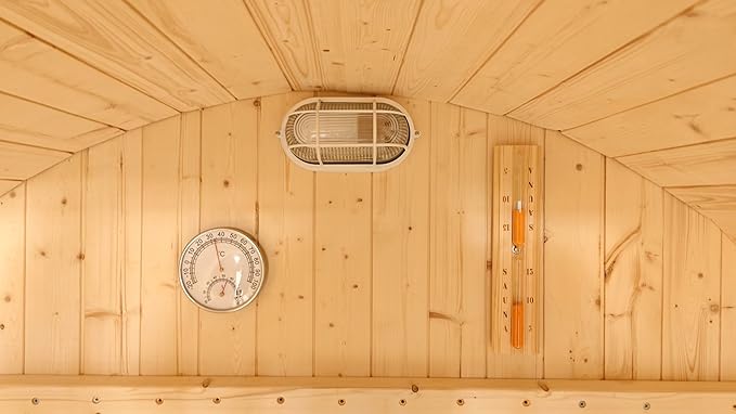 ZONEMEL Outdoor Barrel Steam Sauna, Canadian Pine Wood Sauna Room for 3-4 Person with 4.5KW ETL Certified TOULE Heater, Rocks, 8mm Tempered Glass, Waterproof System