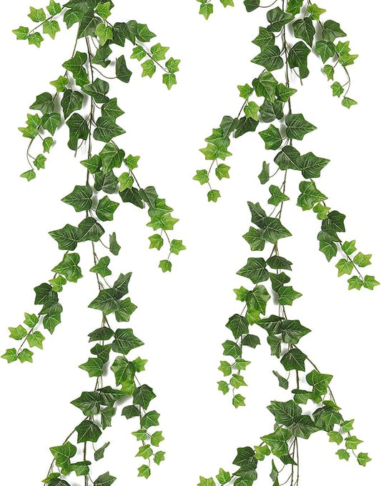 RECUTMS 2Pcs Fake Vines 74.8inch Artificial Ivy Garland Hanging Plants with Silk Leaves Greenery Decoration for Indoor Outdoor Wedding Home Kitchen Garden Office