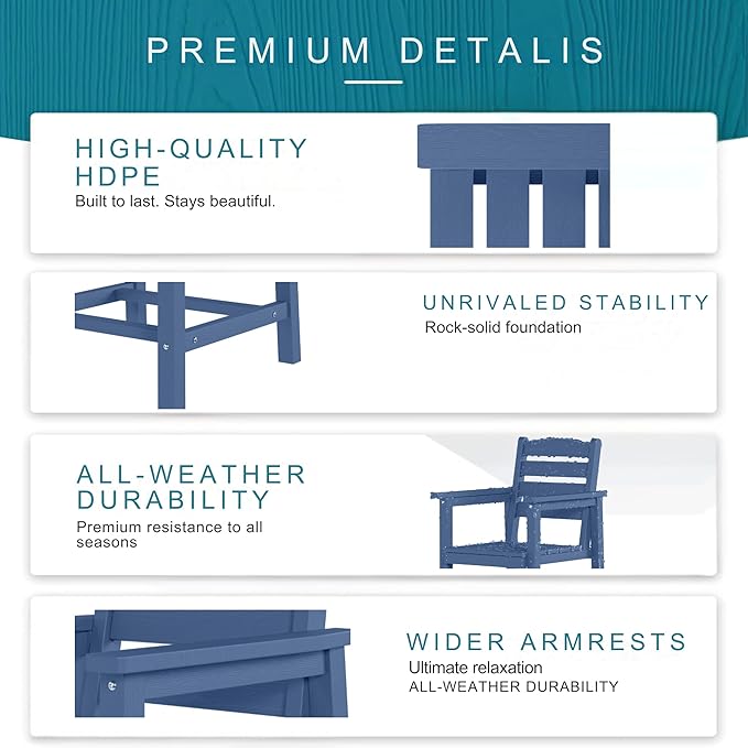 7 Piece Patio Dining Set with 11ft Patio Umbrella (Rose Pink), 7 Navy Outdoor HDPE Dining Set with 6 Chairs + 1 Large Table, for Market, Pool, Garden, Backyard, Deck