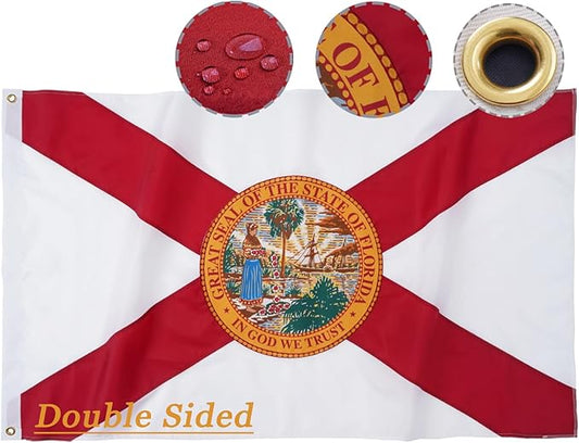 ROTERDON Florida Flag 4x6 Outdoor, 210D Heavy Duty FL State Flags Outside, Embroidered Stars and 2 Stitch Hemmings, Double Sided Banner with 2 Brass Grommets