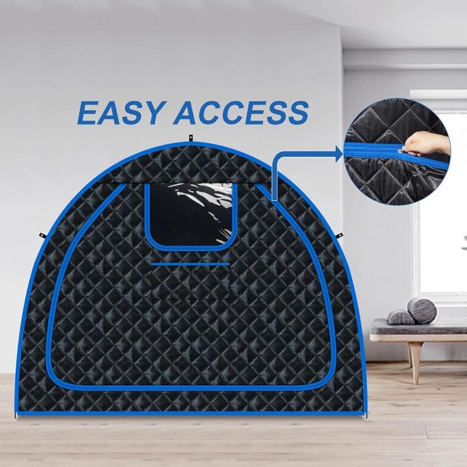 Smartmak Full Size Steam Sauna Tent, Three Person Portable Full Body Home Spa Room, Personal Large Space for Relaxation, Steamer NOT Included