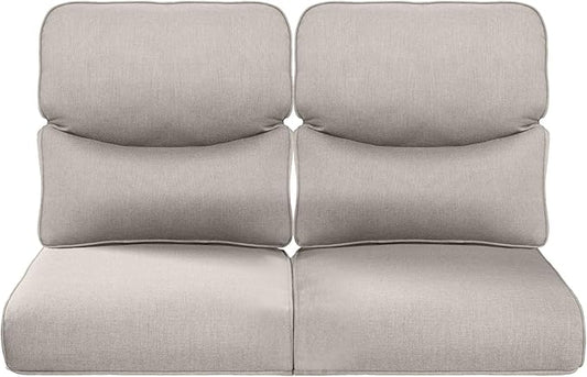 Pop 22x25/22x24 Outdoor Seat Cushions Set of 2 - Comfortable High Back Water-Resistant Patio Wicker Chairs Cushion for Dining Rocker Glider Loveseat Couch Sectional Sofa - Beige/Smile