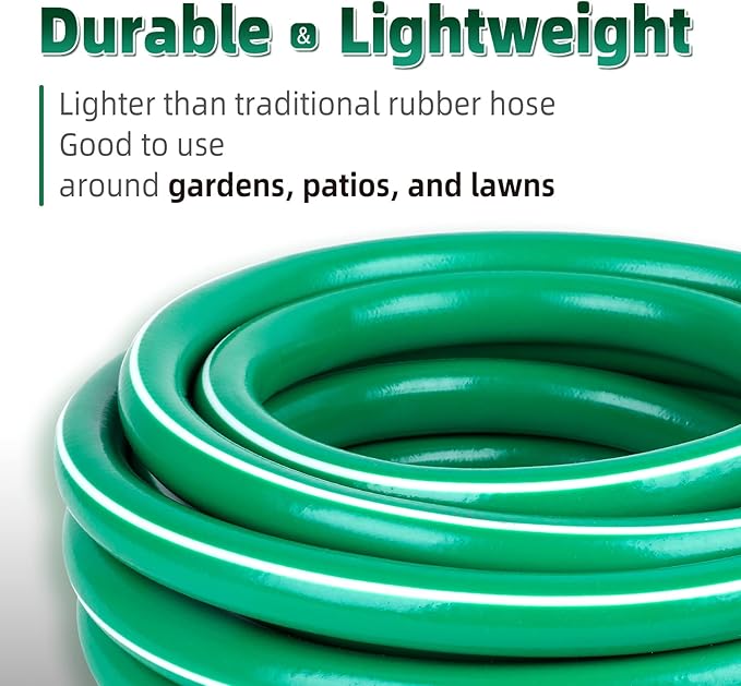 Worth Short Lead-in Green Garden Hose 5/8 in. x 6 ft. -Kink Free, No Leaking, Male/Female Fittings -Heavy Duty Durable Flexible Lightweight Water Pipe -Brass Aluminum Ends for Household & Yard Use