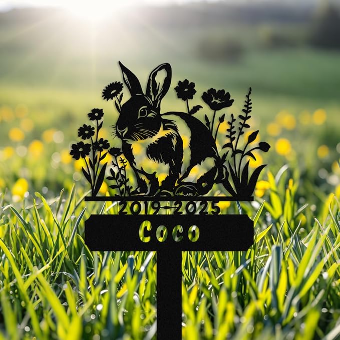 Custom Rabbit Grave Marker,Personalized Bunny Memorial Garden Stake,Pet Memorial Gift,Remembrance Stake,Loss of Bunny,Sympathy Sign Rabbit 16inch