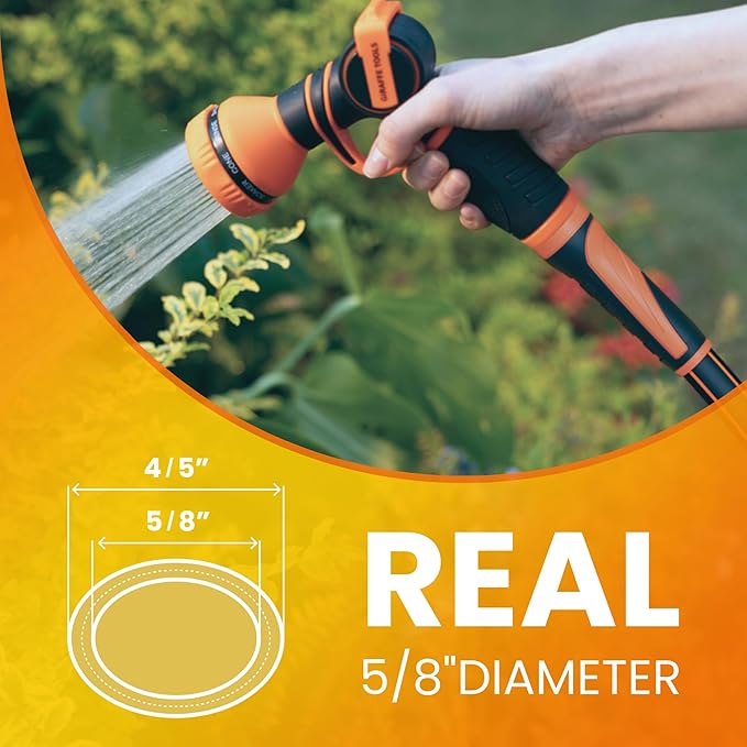 Giraffe Tools Garden Leader Hose 5ft x 5/8", Short Water Hose Heavy Duty, Flexible, Lightweight Hybrid Hose with Swivel Handle, Double Female Fittings, Burst 600 PSI