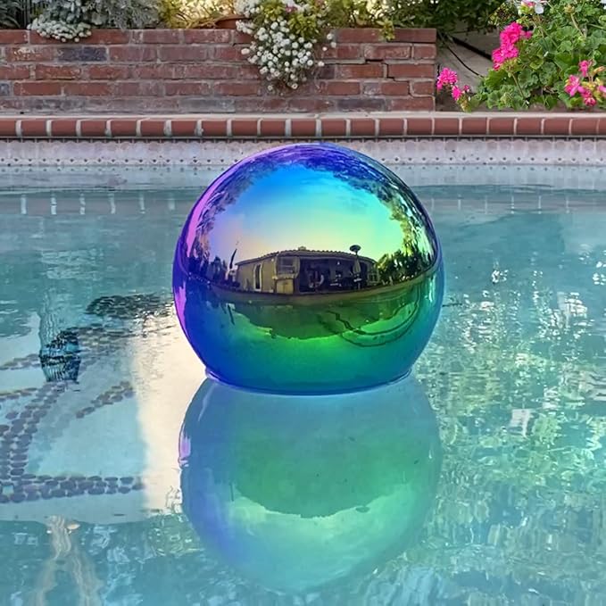 Lily's Home Gazing Globe Mirror Ball in Rainbow Stainless Steel. (8 Inch)