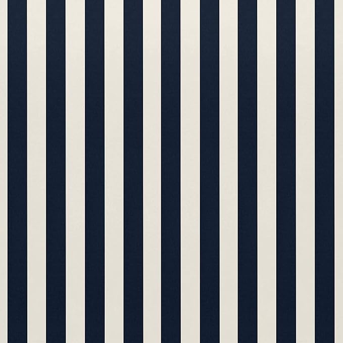 RSH DECOR: Deep Seating Cushion with Pillow Back, 24”x27” Seat, All-Weather Spun Fabric, Water & Fade-Resistant, Outdoor Chair Cushion Set for Patio Furniture, Navy Blue & White Stripe - Made in USA
