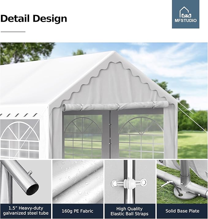 MFSTUDIO 20'x40' Party Tent, Outdoor Heavy Duty Party Tents with Removable Sidewalls, Large Canopy Tent Shelter for Outdoor Events Wedding Birthday, White