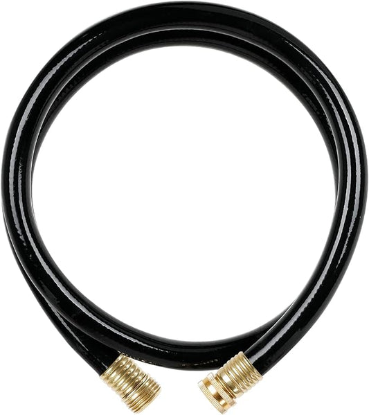 Worth Short Lead-in Black Garden Hose 3/4 in. x 12 ft. -Kink Free, No Leaking, Male/Female Fittings -Heavy Duty Durable Flexible Lightweight Water Pipe -Brass Aluminum Ends for Household & Commercial