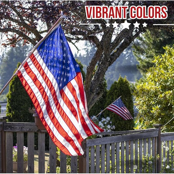 American Flag - Heavy-Duty US Flag - Embroidered Stars - Nylon USA Flag Built for Outdoors - Sewn Stripes - UV Protection - Brass Grommets (5x8 ft)
