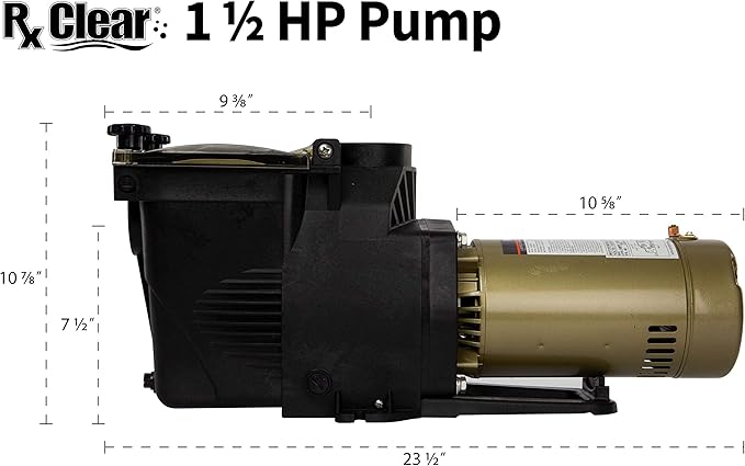 Rx Clear Ultimate Niagara 1.5 HP Pool Pump for Inground Swimming Pools | 48 or 56 Frame | 115/230 Volt | 8.5/4.3 Amps | Corrosion Proof | Large See-Through Strainer Cover