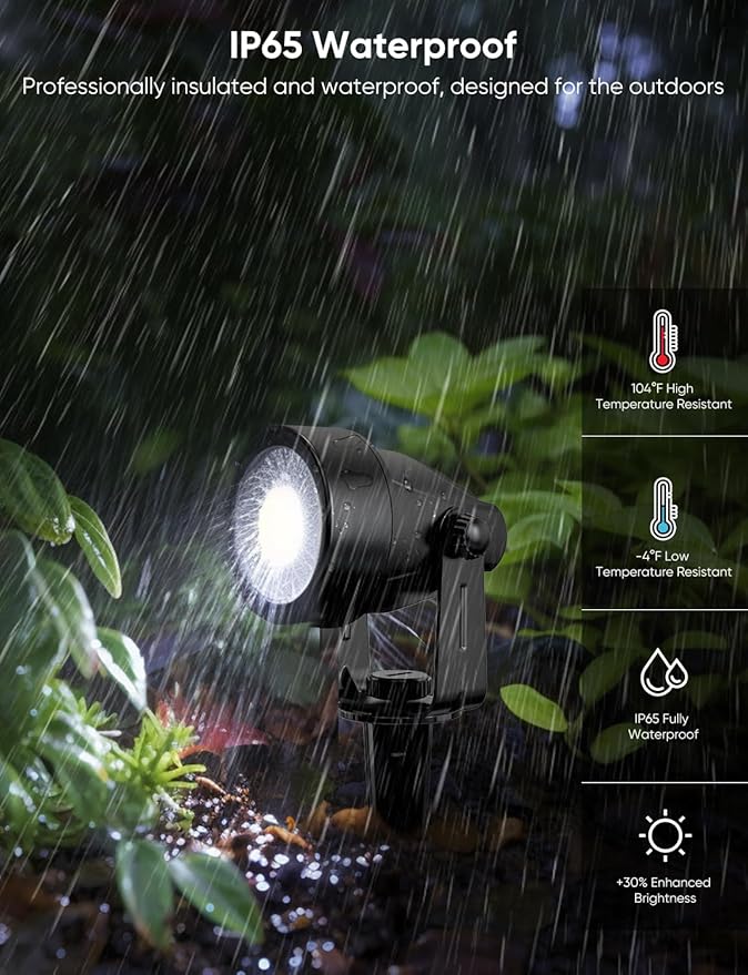 APPECK Spot Lights Outdoor, RGBW Low Voltage Landscape Lighting, Color Changing Uplighting Spotlights with App, IP65 Waterproof LED Outdoor Lights for Garden Yard Outside Decoration, 4 Pack