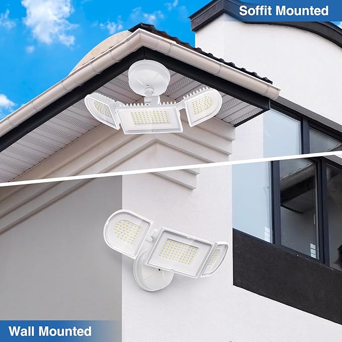 150W Flood Lights Outdoor Waterproof IP65, Exterior LED Floodlights with 3 Adjustable Heads, 15000LM Super Bright Security Lights Fixture, Outside Lights for House, Backyard 2 Pack