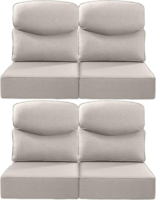 Luxury 22x24/22x25 6-Inch Smile Patio Dining Chair Cushions Set of 4 - Heavy Duty Water Slashproof Outdoor Seat Cushion for Outside Furniture Set Swivel Chairs Loveseat L-Shape Sofa - Beige