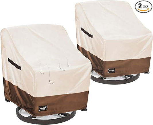 Outdoor Chair Covers 2 Pack, (27W x32D x37H inches)100% Waterproof Heavy Duty Patio Furniture Covers ,Outdoor Furniture Covers Waterproof for Patio Chair Covers,Beige&brown