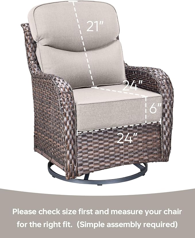 Luxury 24x24x6 Inch Smile Patio Dining Chair Cushions Set of 4 - Heavy Duty Water Slashproof Outdoor Seat Cushion for Outside Furniture Swivel Chairs Loveseat L-Shape Sofa - Beige