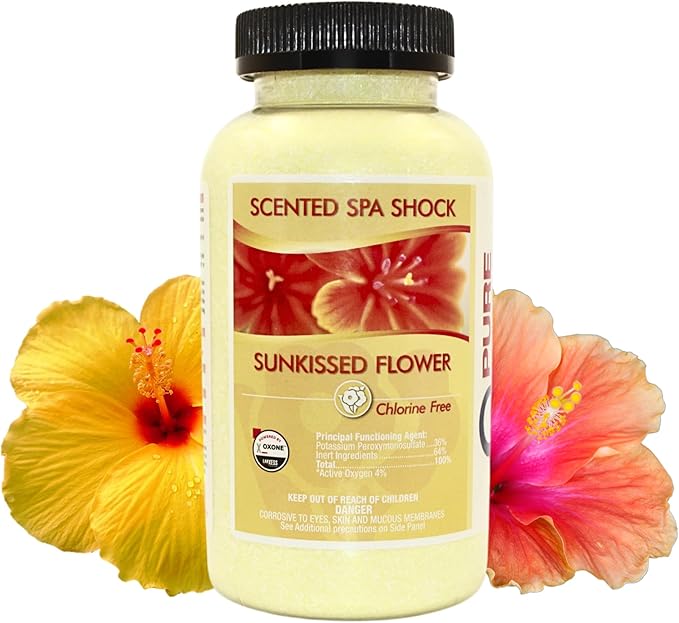 Sunkissed Flower Aromatherapy Spa Shock for Hot Tubs & Spas | Non-Chlorine Oxidizing Hot Tub Shock Treatment | Compatible with Bromine Tablets & Chlorine | Neutralizes Odors & Clarifies Water (2 lbs)
