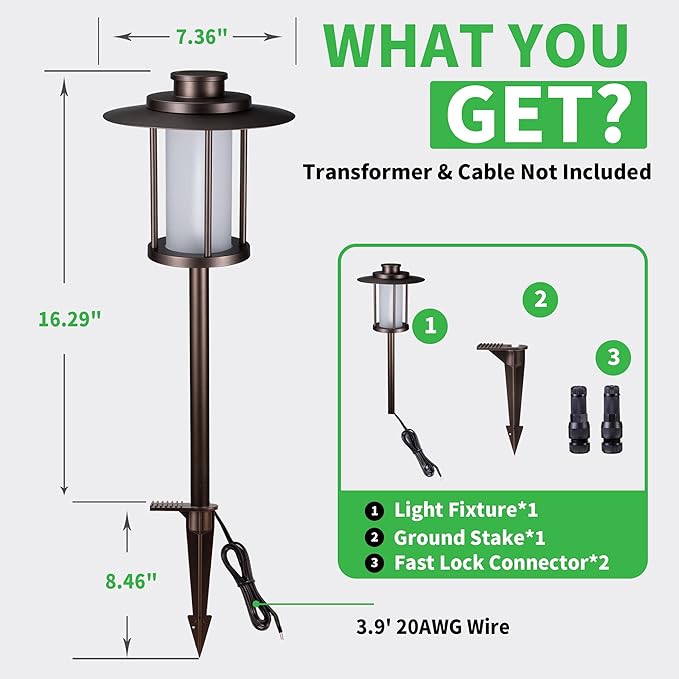 Pathway Landscaping Lighting Low Voltage, 5CCT Adjustable Setting Garden Path Light LED 12V, Outdoor Waterproof Walkway Lights, 5W 150LM ORB All Aluminum for Outside Patio Yard (10 Pack)