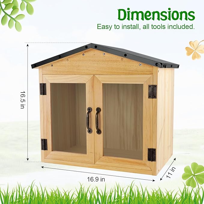 Outdoor Library Box Literature Exchange Box Outdoor Book Storage Little Wood Cabinet for DIY, Neighborhoods Community and Schools Sharing Books, Literature and Newspapers