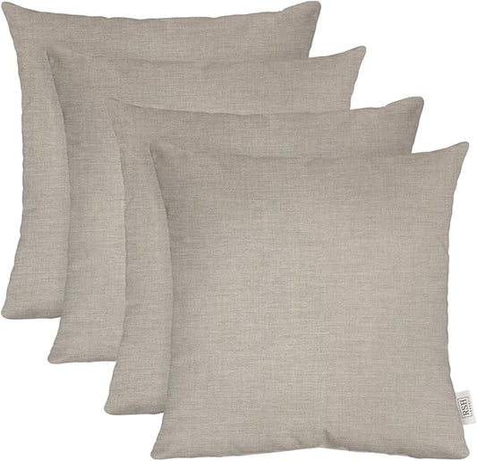 RSH DECOR: Sunbrella Square Throw Pillows Set of 4 | 20" x 20" | Water and Fade-Resistant Performance Fabric | Outdoor Pillow Covers with Down-Alternative Inserts | Made in USA (Cast Silver)