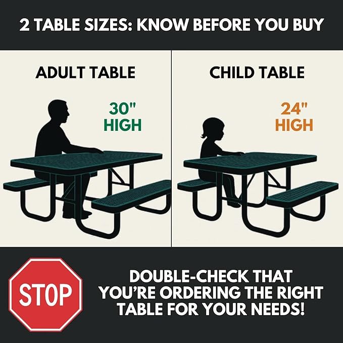 COATEDOUTDOORFURNITURE Heavy-Duty Portable Outdoor Kids Table with Umbrella Hole, Expanded Metal Kids Picnic Table, Commercial-Grade, Made in America (46 in, Square, Childrens, Dark Blue)