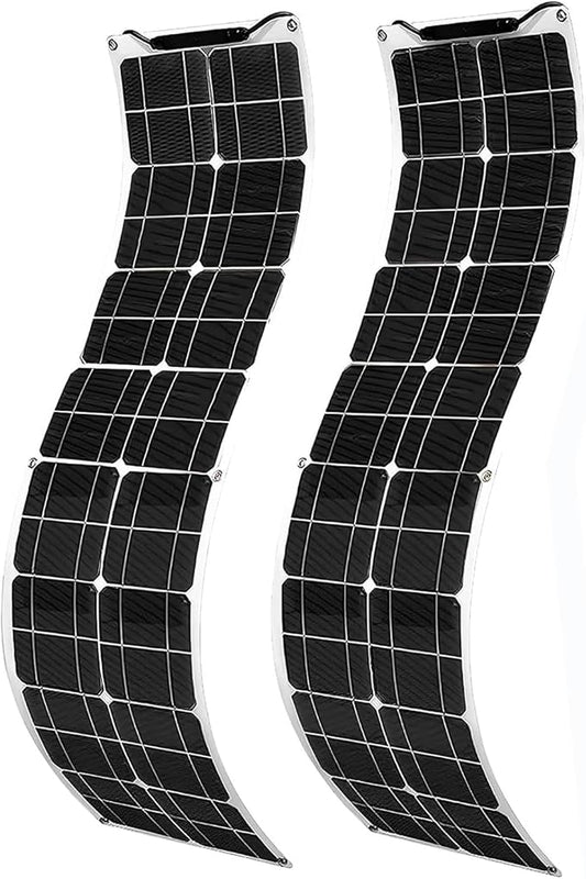 400 Watt Flexible Solar Panel for RV, 2 × 200 Watt 12 Volt Solar Power Panel Kit Photovoltaic Module Monocrystalline Solar Panels for Camping Off Grid Car Battery Charging Boat