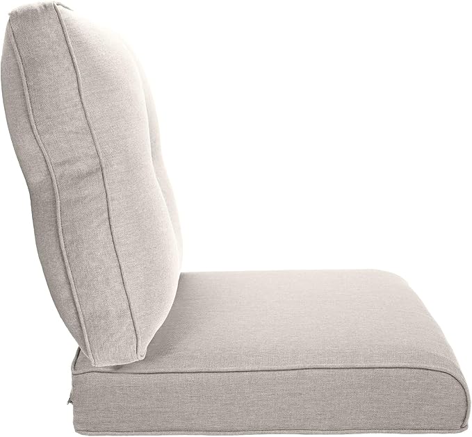 Pop 22x25/22x24 Outdoor Cushions for Patio 5 Piece Set - Set of 5 Water-Resistant Replacement Cushion for Wicker Dining Rocking Swivel Chairs Loveseat Couch Sectional Sofa - Beige/Button