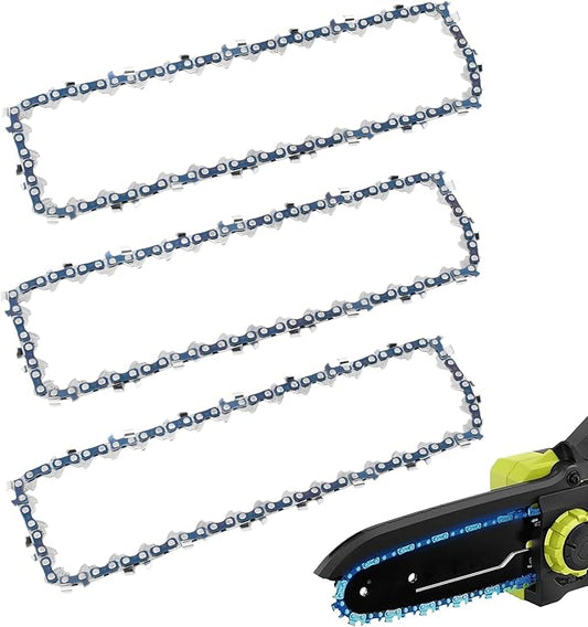 6" Pruning Chainsaw Chain Replacement for RYOBI P25013,P25013BTL 18V Pruning Chainsaw,RY6C1 Mini Saw Chain,38 Drive Links 0.043" Gauge 1/4" LP Pitch (3 Pack)